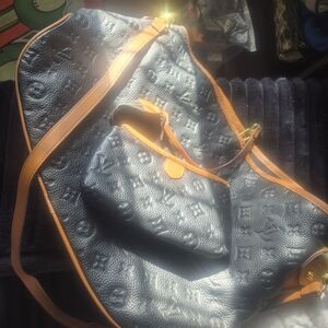 Louis Vuitton Black and Tan Embossed Bag